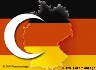 The German map and flag with a superimposed Muslim cresent