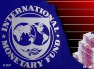 Montage of the IMF logo and a pile of euro notes