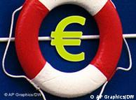 The euro symbol with a life preserver around it