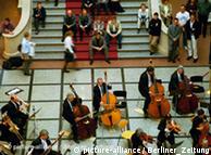 Berliner Symphoniker perform in the foyer of the parliamentary offices in Berlin 