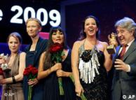 Peruvian-born Claudia Llosa, second from right, with her Golden Bear, the Berlinale's top prize 