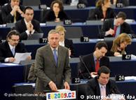 Czech Prime Minister Mirek Topolanek speaks at the European Parliament