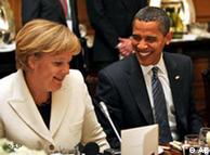 US President Barack Obama, right, and German Chancellor Angela Merkel, left, at t G20 dinner.