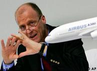 Airbus boss Tom Enders, with a model plane in the foreground