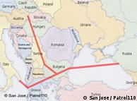 Ο χάρτης του αγωγού South Stream
