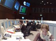 Technicians monitor mission data in the ESOC in Darmstadt