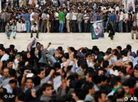 Hundreds of thousands of supporters of leading opposition presidential candidate Mir Hossein Mousavi, who claims there was voting fraud in Friday's election, turn out to protest the result of the election at a mass rally in Azadi (Freedom) square in Tehran, Iran, Monday, June 15, 2009.