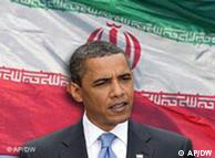 Obama in front of Iranian flag