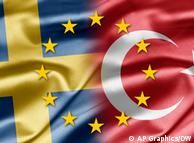 A Swedish and Turkish flag with the stars of the the EU flag superimposed