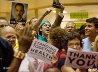 An unidentified man shouts out anti-Obama slogans during a town hall-style meeting on health care reform at the Northeast Multi-Service Center in Houston 