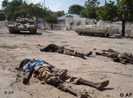 Dead bodies lay near a street in southern Mogadishu