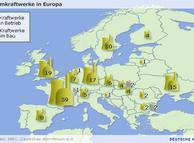Centrales nucleares en Europa. (En gris, centrales en construcción)