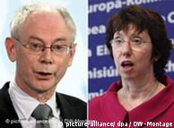 Belgian Prime Minister Herman Van Rompuy, left, and Catherine Ashton, right