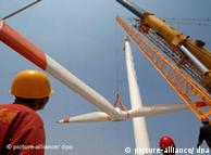 中国的一个风能发电设施建筑工地