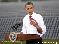 Obama speaks at DeSoto Next Generation Solar Energy Center in Arcadia, Florida in October 2009 