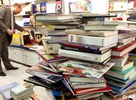 A stack of books at the Frankfurt Book Fair