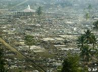 Destruição deixada pelo tsunami na Ilha de Sumatra