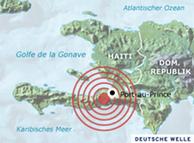Episentrum gempa bumi di Haiti berada di kedalaman 10 km dengan kekuatan 7,0 pada skala Richter.