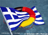 Greek flag squeezed by German ring