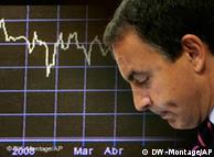 Bildmontage aus einem spanischem Börsenindex und Ministerpräsident Jose Luis Rodriguez Zapatero 

---
DW-Grafik: Peter Steinmetz
2010_02_16-Wirtschaftskrise-Spanien