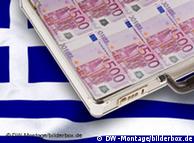 500 euro bills and a Greek flag