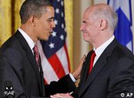 President Barack Obama with Prime Minister George Papandreou in Washington in March