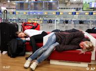 Passengers asleep at Athens international airport