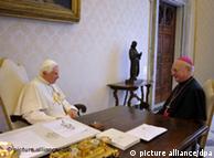Pope Benedict (l) in a meeting with German Archbishop Zollitsch at the Vatican