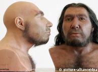 Reconstituições do Homem de Neandertal, no Museu Renano de Bonn, segundo indícios científicos