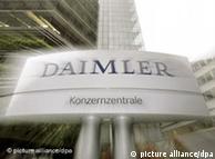 The Daimler logo in front of its Stuttgart offices.