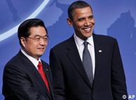 President Barack Obama greets Chinese President Hu Jintao 