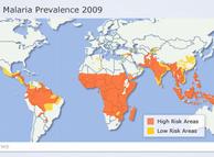 Extensión de
 la malaria en el mundo (2009).