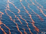 Stripes of oil on the ocean surface