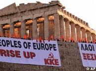 Greek protestors at Acropolis