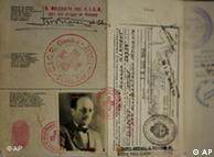 The aging cardboard passport used by Adolf Eichmann