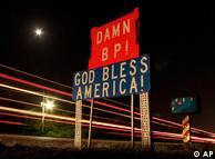 A US highway sign criticizing BP
