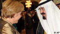 صدراعظم آلمان در کنار ملک عبدالله، پادشاه عربستان سعودی