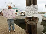 A fisherman protests against BP 