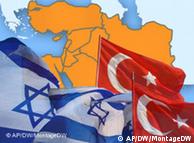 Zastave Turske i Izraela na karti koja prikazuje arapske zemlje