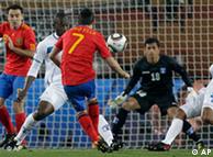 David Villa scores his second goal against Honduras in Group H of the 2010 FIFA World Cup