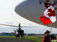 Helicopter taking off bound for Huntsville, Canada
