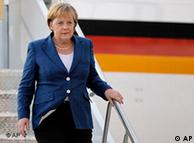 Angela Merkel descending from plane