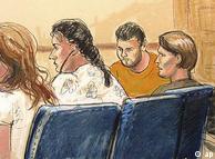 Zeichnung von vier Menschen im Gerichtssaal (Foto: ap)