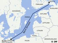 A graphic showing the Nord Stream pipeline running under the Baltic Sea.