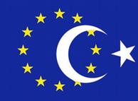 A European Union flag, with part of Turkey's superimposed