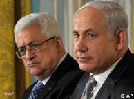 بنیامین نتانیاهو و محمود عباس در جریان مذاکرات صلح در واشنگتن
