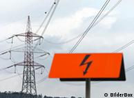 An energy sign and electricity lines