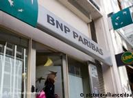 A picture dated 29 September 2009 shows the front of a branch office of the BNP Paribas in Buenos Aires, Argentina. The largest bank in France will increase its capital to repay the aid given by the French government during the toughest part of the economic crisis. RICARDO CEPPI/dpa