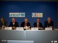 UNICEF researchers presenting the study to the media