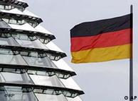 The German flag on top of the German parliament 